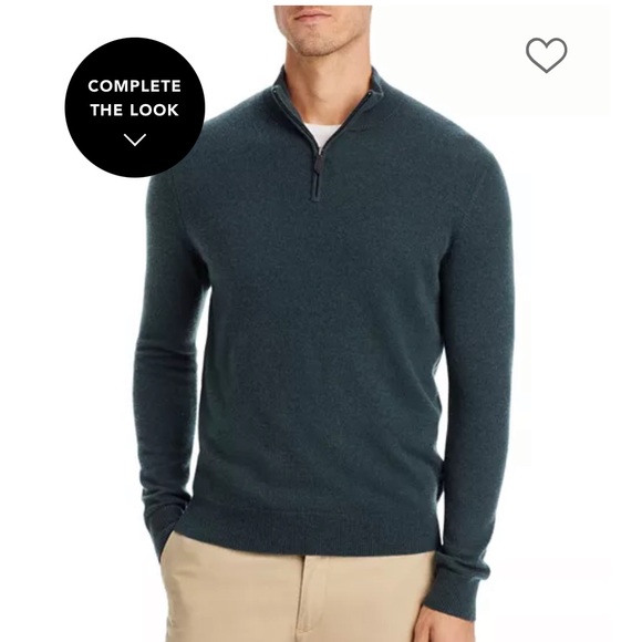 Cashmere Bloomingdale's Men's Zip-Up Sweater - slate green